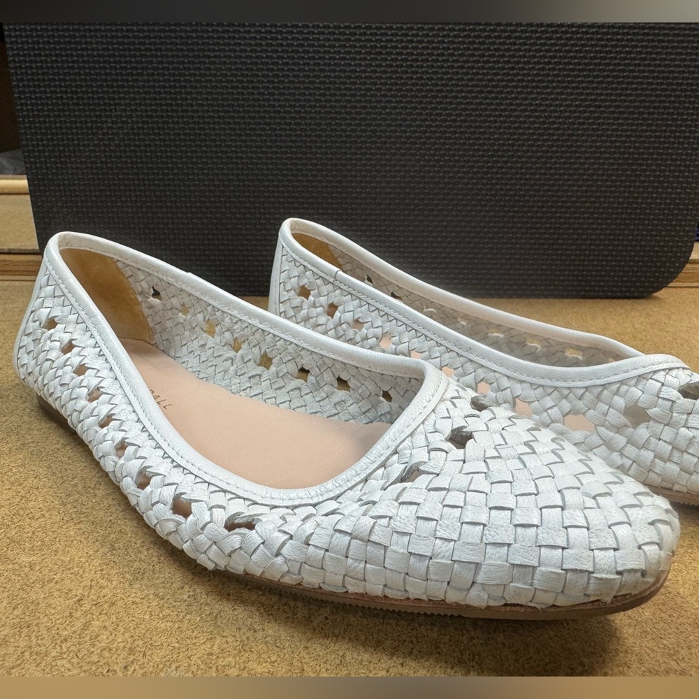 Loeffler Randall White Woven Flats